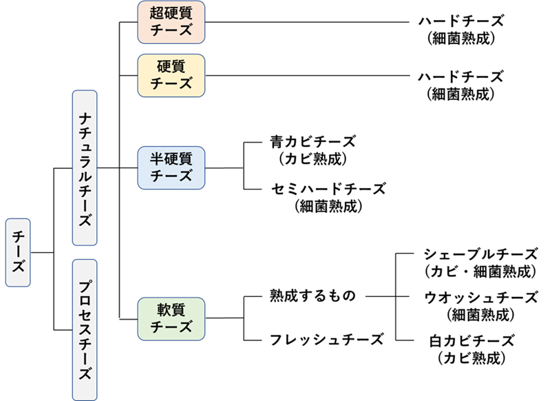 図4. チーズの分類(硬さによる分類)